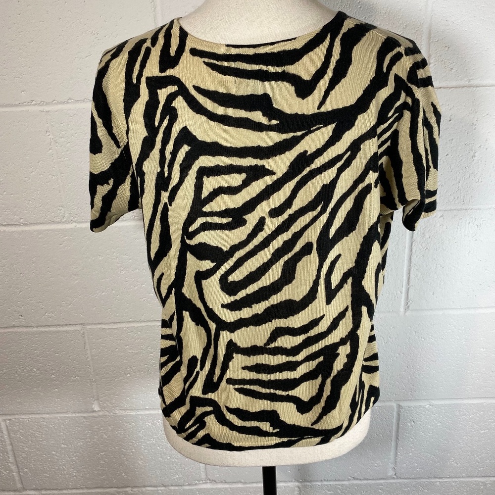 Requirements Tiger Striped Short Sleeve Blouse
